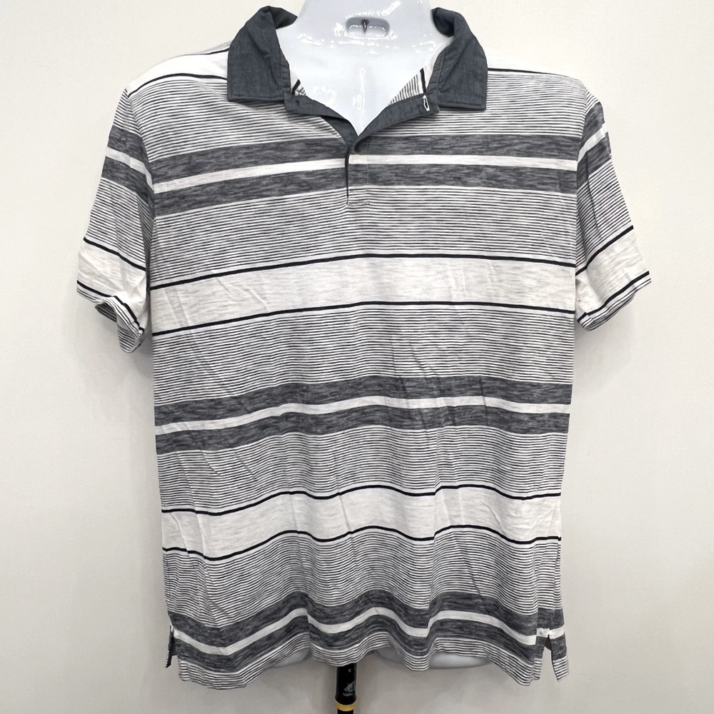 Banana Republic Factory Vintage Polo Gray / Navy and White stripe shirt XL